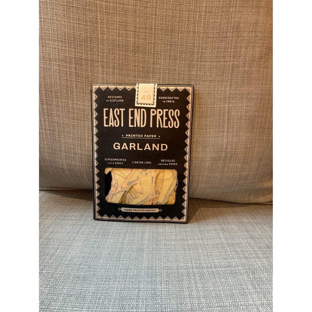 East End Press Dancing Skeletons Paper Garland 3M Hand Printed Halloween Decor